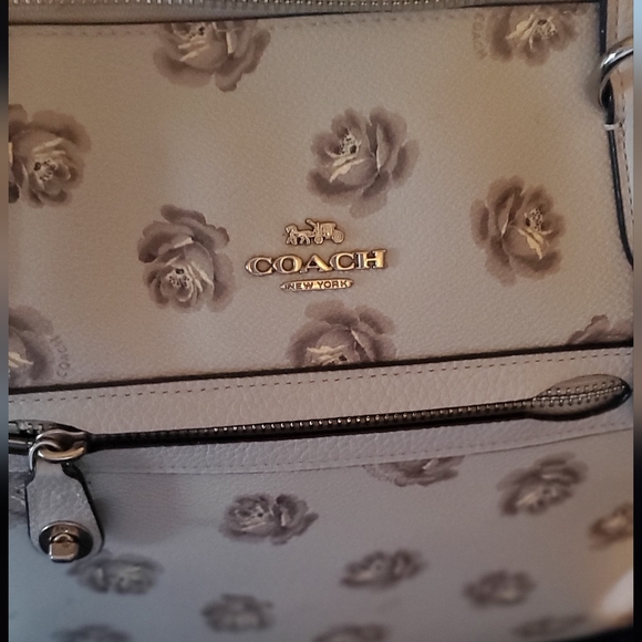 Coach Taylor Shoulder Tote in Rose-Strewn Silver/Sky - Picture 2 of 7